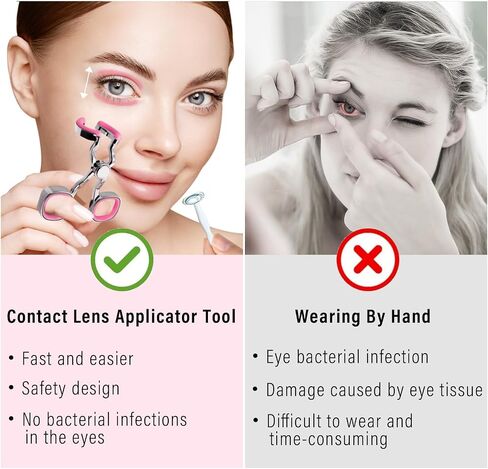 Contact Lens Applicator Tool, Easy Apply/Remove, Easy-to-Use Tool for Beginners, Insertion Tool Set Includes Tweezers, Case and Plunger Suction Cup, Pink in Saudi Arabia