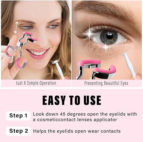 Contact Lens Applicator Tool, Easy Apply/Remove, Easy-to-Use Tool for Beginners, Insertion Tool Set Includes Tweezers, Case and Plunger Suction Cup, Pink in Saudi Arabia