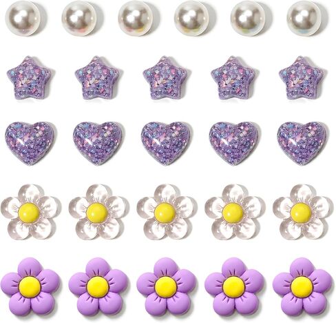 Felvjiaa 26 Pcs Flower Shoe Charms, Heart Star Pearl Clog Charms, DIY Shoe Decoration Accessories for Girls Women,Birthday Party Favor Supplies in Saudi Arabia
