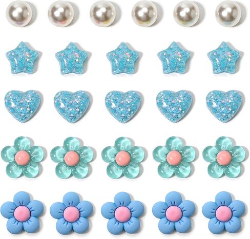 Felvjiaa 26 Pcs Flower Shoe Charms, Heart Star Pearl Clog Charms, DIY Shoe Decoration Accessories for Girls Women,Birthday Party Favor Supplies in Saudi Arabia