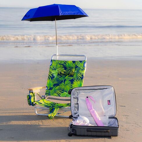 Clamp on Chair Umbrella, folds to just 16", overhead-bin friendly, carry-on sized, meets standard carry-on regulations, easy to travel sun shade umbrella that can be used for beach, resort, cruise, or camping. Frees hands for reading and relaxation. in Kuwait