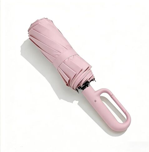 Windproof Umbrella, Compact Reverse Folding with Carabiner Handle, UV & Rain Protection Travel Umbrella for Women Men Daily Commute in Saudi Arabia