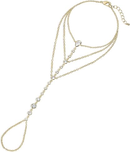 Electric Picks Bowie Hand Chain for Women, 14k Gold Plated Crystal Hand Jewelry, Dainty Finger Loop Chain Bracelet, Adjustable Layering Statement Accessory in Saudi Arabia