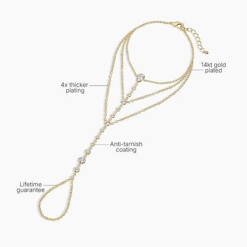 Electric Picks Bowie Hand Chain for Women, 14k Gold Plated Crystal Hand Jewelry, Dainty Finger Loop Chain Bracelet, Adjustable Layering Statement Accessory in Saudi Arabia