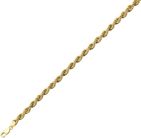 Diamond2Deal 14K Yellow Gold Semi-Solid Polished 6mm Rope Chain Bracelet 8" in Kuwait