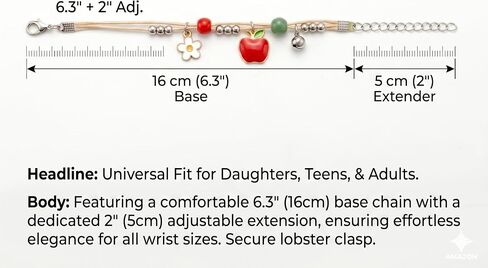 Teacher Gifts,Apple and Flower Charm Bracelet with Teacher Appreciation Card Included, Adjustable 6.3+2in Gift for Girls Women, May June Graduation Gift 2026, Aesthetic End of School Year Jewelry for Daughter, DIY Drawer Box in Kuwait