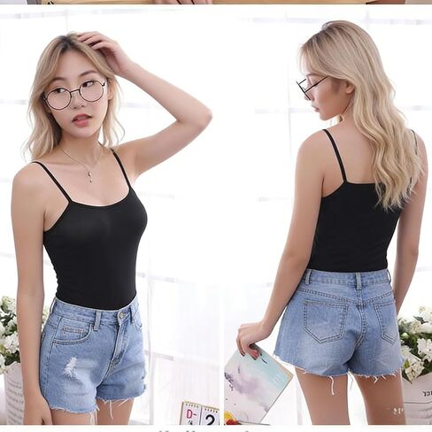 Camisole Tops for Women Slim-Fit Basic Spaghetti Strap Tank Tops Undershirts for Layering and Everyday Wear 2 Piece in Kuwait