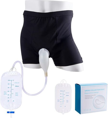 External Catheter Kit for Men, Wearable Urine Collection Bag Reusable Male Urine Collector, Portable Silicone Catheter Device with Two 500ml Urine Leg Bag (L) in Kuwait