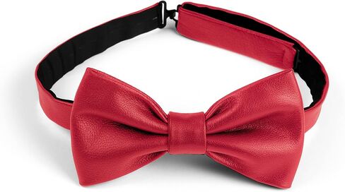 Made in Italy Men's Luxury Real Leather Pre-Tied Bow Tie, Adjustable Band - No Duties Customs Fees in Saudi Arabia