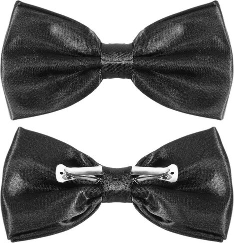 DIVINA VITAE 2Pcs Clip On Bow Ties for Men, Solid Black Bow Tie for Shirts Vests Tuxedos Suits Party Graduation Gifts in Kuwait