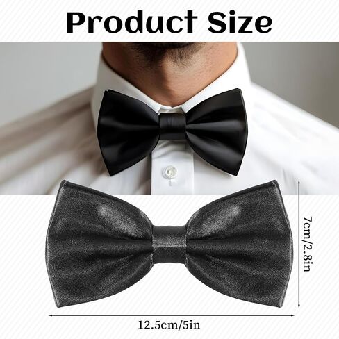 DIVINA VITAE 2Pcs Clip On Bow Ties for Men, Solid Black Bow Tie for Shirts Vests Tuxedos Suits Party Graduation Gifts in Kuwait