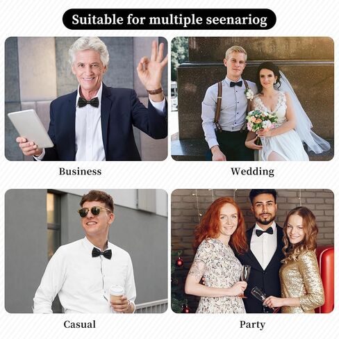 DIVINA VITAE 2Pcs Clip On Bow Ties for Men, Solid Black Bow Tie for Shirts Vests Tuxedos Suits Party Graduation Gifts in Kuwait