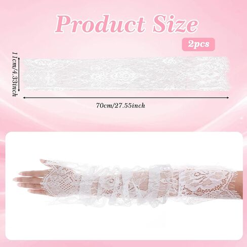 Long Sheer Lace Arm Sleeves For Wedding And Evening Party - Detachable Sleeves For Wedding Dresses - Fingerless Gloves For Bride And Special Occasion Elegant Floral Arm Covers in Saudi Arabia
