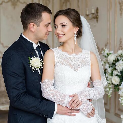 Long Sheer Lace Arm Sleeves For Wedding And Evening Party - Detachable Sleeves For Wedding Dresses - Fingerless Gloves For Bride And Special Occasion Elegant Floral Arm Covers in Saudi Arabia