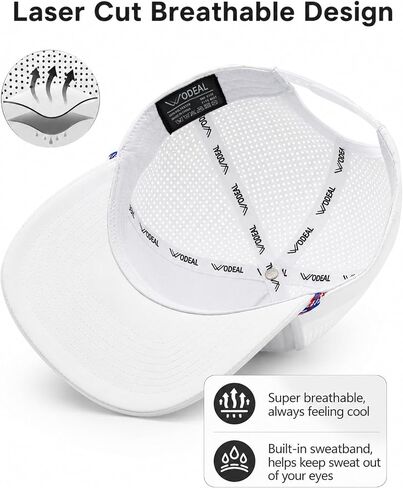 American Flag Snapback Performance Hat, Adjustable Quick Dry USA Flat Bill Caps for Men & Women, Laser Cut Patriotic Trucker Hat White in Kuwait