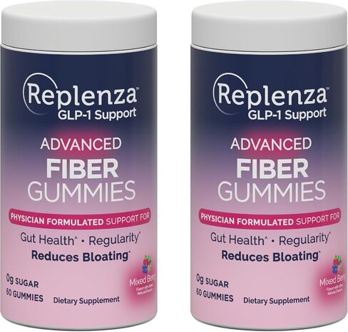 Replenza GLP-1 Support Fiber Gummies – Physician Formulated for Gut Health, Mixed Berry Flavor, 60-Count, for Men & Women, 2 Pack in Saudi Arabia