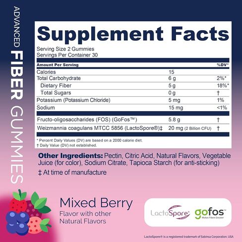 Replenza GLP-1 Support Fiber Gummies – Physician Formulated for Gut Health, Mixed Berry Flavor, 60-Count, for Men & Women, 2 Pack in Saudi Arabia