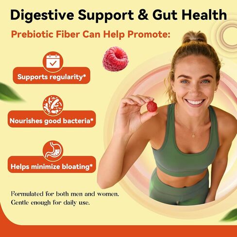 10-in-1 Prebiotic Fiber Gummies for Digestive Health & Regularity - GLP-1 Friendly - No Sugar Added Mixed Berry Flavor with Greens - Daily Supplement for Adults - 60 Count in Saudi Arabia