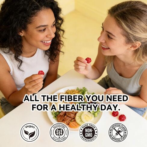 10-in-1 Prebiotic Fiber Gummies for Digestive Health & Regularity - GLP-1 Friendly - No Sugar Added Mixed Berry Flavor with Greens - Daily Supplement for Adults - 60 Count in Saudi Arabia