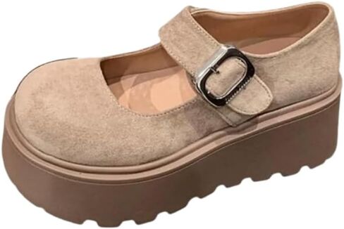 Lady Flat Mary Jane Shoes - The Ankle Part - Classical Gothic Style - Flat-Heeled high Heels - Leather Material - The Upper Part is in a Dress-Like Design in Saudi Arabia