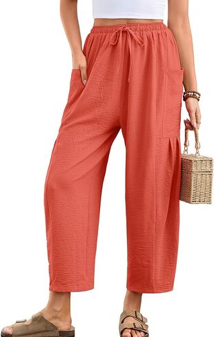 Heymoments Women's Wide Leg Lounge Pants with Pockets Lightweight High Waisted Palazzo Adjustable Tie Knot Flowy Trousers in Kuwait