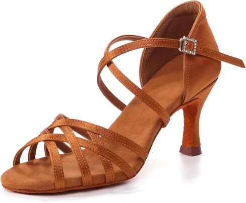 Latin Dance Shoes for Women Salsa Tango Bachata Satin Professional Ballroom Dancing Shoes 3 Inch Heel in Saudi Arabia