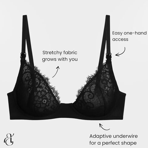 MILK&LACE Gaia Nursing Bra – Soft Stretch Lace Maternity Bra with Gentle Underwire, One-Hand Clips & Adjustable Fit in Saudi Arabia
