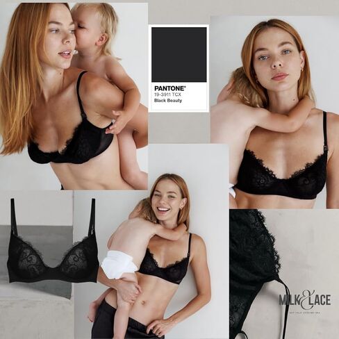 MILK&LACE Gaia Nursing Bra – Soft Stretch Lace Maternity Bra with Gentle Underwire, One-Hand Clips & Adjustable Fit in Saudi Arabia