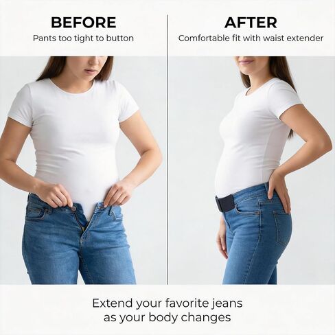 Pregnancy Pants Extender, Adjustable Maternity Waistband Extender with Foldable Front & Back Design, Stretch Soft Belt for Jeans and Pants in Saudi Arabia