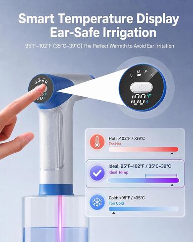 2026 Upgraded Ear Wax Removal Kit, Electric Ear Wax Removal Tool with Digital Temperature Display, Ear Cleaner with 4 Pressure Modes, Earwax Removal for Adults Kids, Includes Towel, 12 Tips & Basin in Kuwait