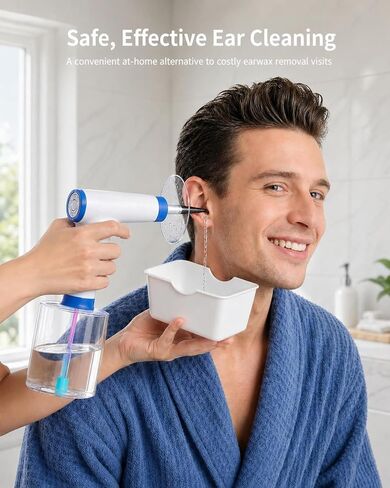 2026 Upgraded Ear Wax Removal Kit, Electric Ear Wax Removal Tool with Digital Temperature Display, Ear Cleaner with 4 Pressure Modes, Earwax Removal for Adults Kids, Includes Towel, 12 Tips & Basin in Kuwait
