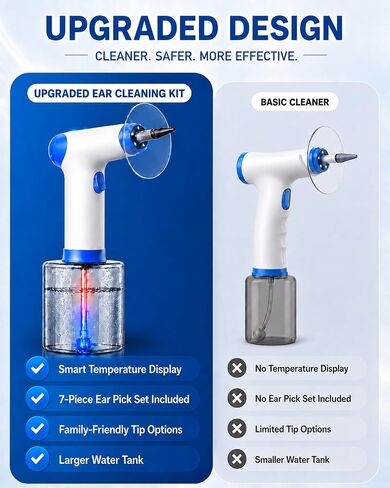 2026 Upgraded Ear Wax Removal Kit, Electric Ear Wax Removal Tool with Digital Temperature Display, Ear Cleaner with 4 Pressure Modes, Earwax Removal for Adults Kids, Includes Towel, 12 Tips & Basin in Kuwait