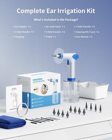 2026 Upgraded Ear Wax Removal Kit, Electric Ear Wax Removal Tool with Digital Temperature Display, Ear Cleaner with 4 Pressure Modes, Earwax Removal for Adults Kids, Includes Towel, 12 Tips & Basin in Kuwait