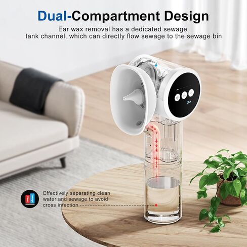 Upgraded Ear Wax Removal, Electric Ear Cleaner with Mild Drying, Safe & Gentle Automatic Ear Cleaner, Cleaning with Dual-Compartment Design, Electric Ear Wax Removal 5 Pressure Settings, IPX7, White in Saudi Arabia