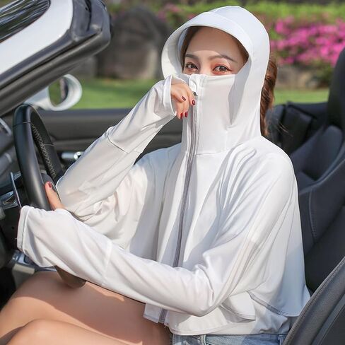UPF 50+ Sun Protection Crop Top for Women Lightweight Quick Dry Long Sleeve Jacket for Running Hiking Outdoor Workout in Saudi Arabia