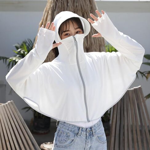 UPF 50+ Sun Protection Crop Top for Women Lightweight Quick Dry Long Sleeve Jacket for Running Hiking Outdoor Workout in Saudi Arabia