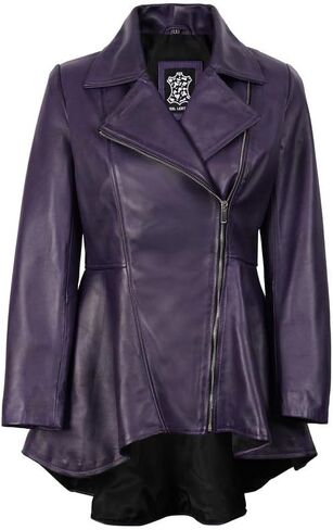 Decrum Womens Leather Jacket - Peplum Style Casual Real Lambskin Leather Jackets for Women in Kuwait