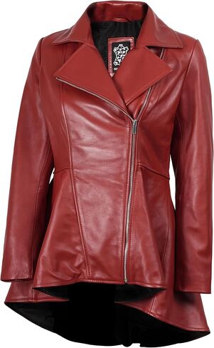 Decrum Womens Leather Jacket - Peplum Style Casual Real Lambskin Leather Jackets for Women in Kuwait