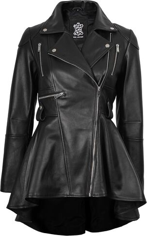 Decrum Womens Leather Jacket - Peplum Style Casual Real Lambskin Leather Jackets for Women in Kuwait