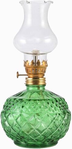 Vintage Colored Glass Oil Kerosene Lamp - Indoor Decorative Oil Lantern for Tabletop, Emergency Lighting (Red) in Saudi Arabia