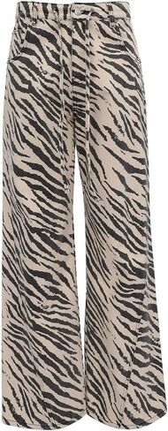 Unisex Y2K Fashion Striped Zebra Print Jeans High Waist Loose Fit Baggy Pants with Drawstring Retro Streetwear Jeans in Kuwait