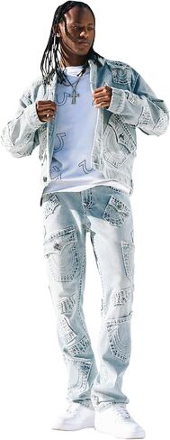 True Religion Men’s Ricky Super T Flap Straight Jean 34" – Two-Tone Stitching, Horseshoe Detail in Kuwait