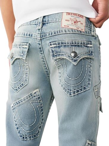 True Religion Men’s Ricky Super T Flap Straight Jean 34" – Two-Tone Stitching, Horseshoe Detail in Kuwait