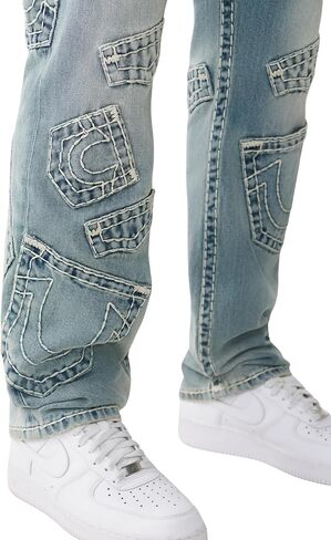 True Religion Men’s Ricky Super T Flap Straight Jean 34" – Two-Tone Stitching, Horseshoe Detail in Kuwait