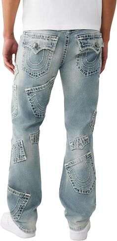 True Religion Men’s Ricky Super T Flap Straight Jean 34" – Two-Tone Stitching, Horseshoe Detail in Kuwait