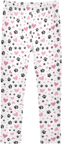 Cute Pink Dog Paw Prints Girls Leggings Kids Yoga Pants Athletic Tights Pants 4-10 Years in Saudi Arabia