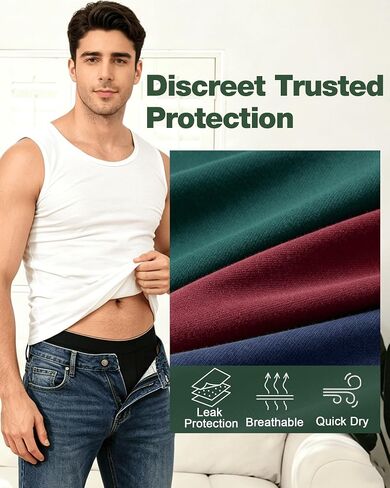 Battewa Incontinence Underwear for Men 60ml Washable Leakproof Boxer Briefs for Bladder Leakage Cotton Comfortable Discreet Everyday Wear (Multi-colored Large) in Saudi Arabia