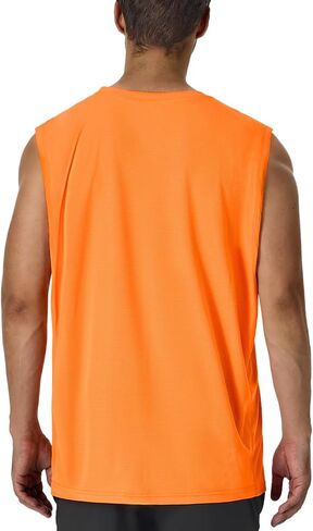 CQC Men's Sleeveless Shirts Gym Workout Running Quick Dry Wide Strap Tank Top Beach Swim Muscle Athletic Shirt Orange XL in Saudi Arabia