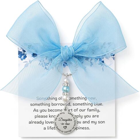 Something Blue Gift for Bride From Mom and Dad, Bridal Bouquet Charm Something Blue Gift for Wedding Memory Gifts Bridal Shower Daughter Daughter in Law in Saudi Arabia