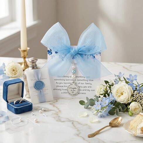 Something Blue Gift for Bride From Mom and Dad, Bridal Bouquet Charm Something Blue Gift for Wedding Memory Gifts Bridal Shower Daughter Daughter in Law in Saudi Arabia